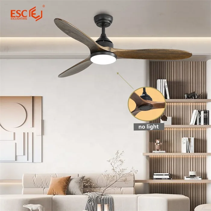 Wholesale decorative ceiling fan remote silent 3 speed solid wood ceiling fans modern with light