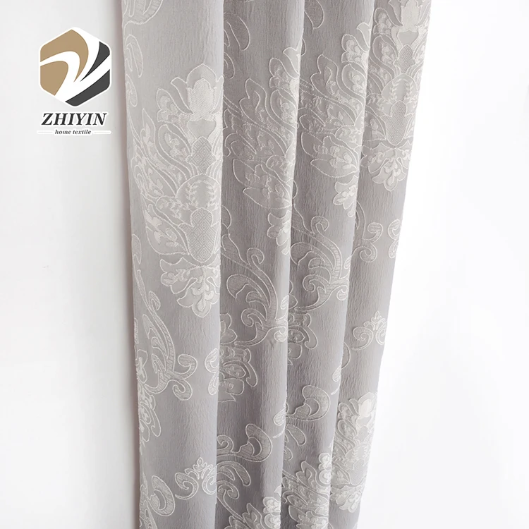 Hot sale beautiful woven 100 polyester blackout jacquard window curtain
