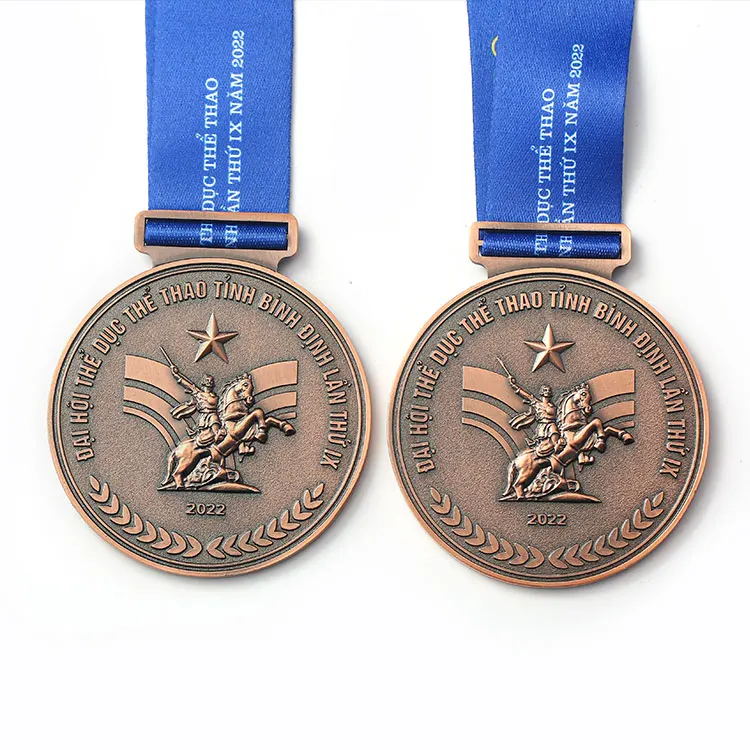 Customization design bronze metal Embossed 3D german medals custom running gymnastics logo medal award with ribbon