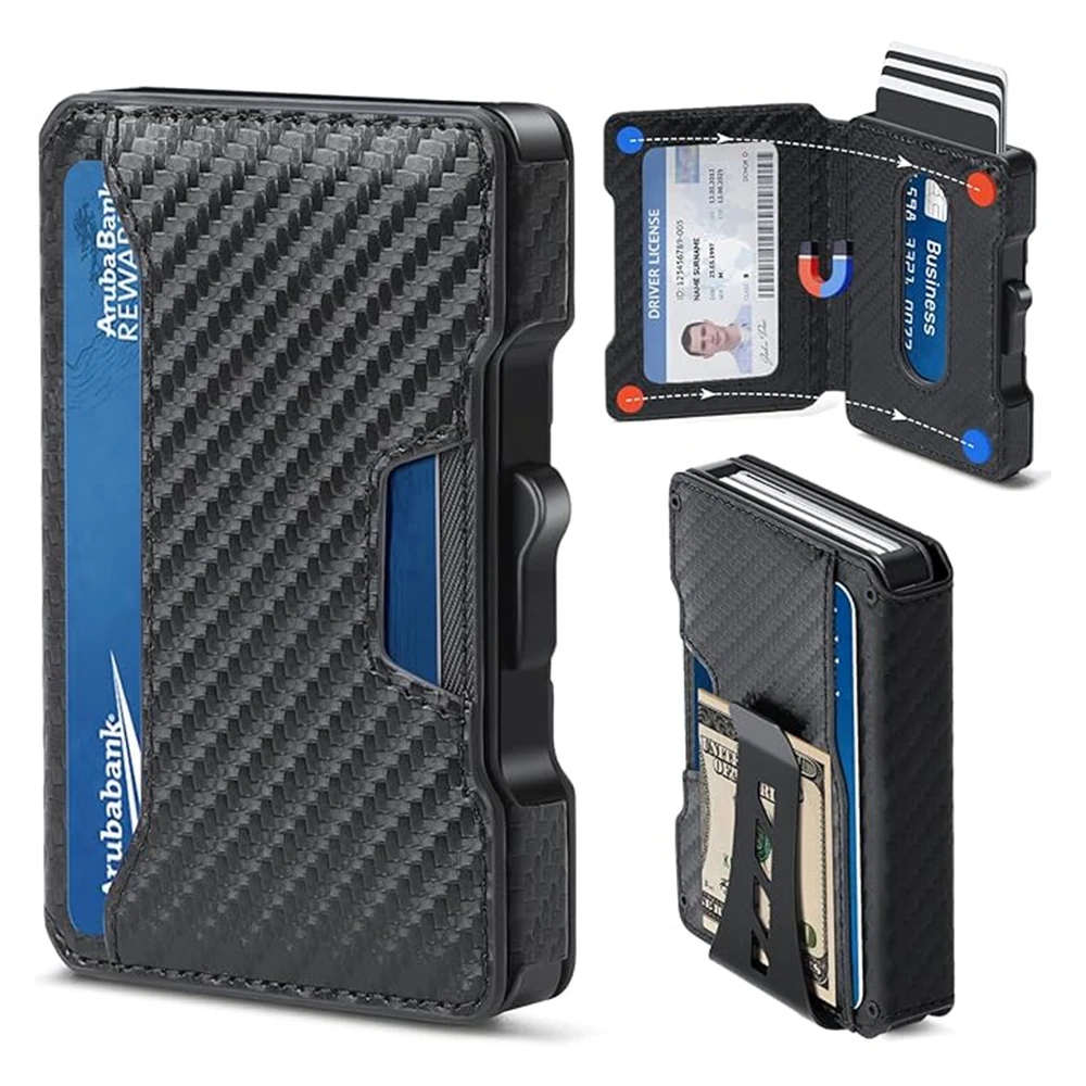Hot sale aluminum case outdoors Mens Smart pop up Wallet Card Holder RFID Blocking bi-fold Minimalist men wallet