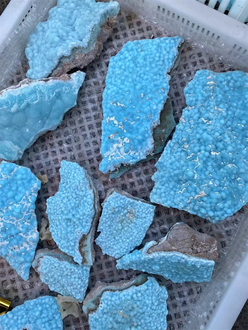Crystal Rough Stone Larimar Specimen Healing Fengshui Hemimorphite Raw Stone for Meditation