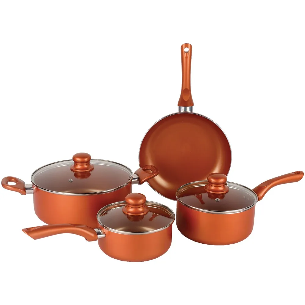 Factory Supply 7pcs  Pressed Aluminum Ceramic Non-stick Coating Cookware Set