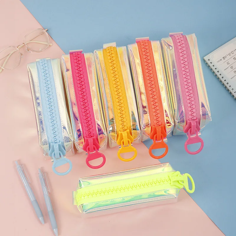 Holographic Clear Makeup Pouch/Cute Cosmetic Organizer/Sparkly Glittery Women Toiletries Holder/Transparent Ladies Zipper Bag