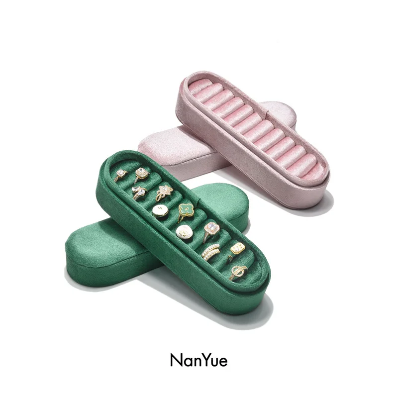 Velvet Jewelry Box Portable Ring Tray Jewelers Workbench Anti-oxidation Ring Organizer High Quality Packaging Display Case