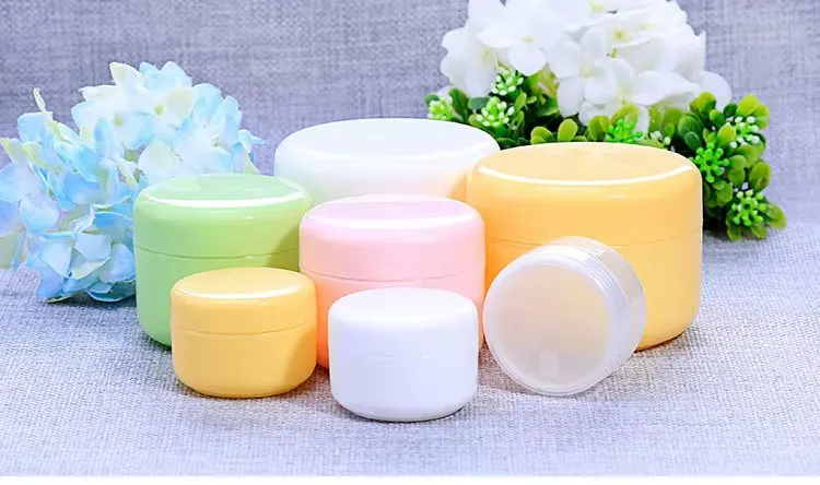 20g 50g 100g cosmetics packaging container Pink green white transparent yellow colourful cream jar with lid plastic cosmetic jar