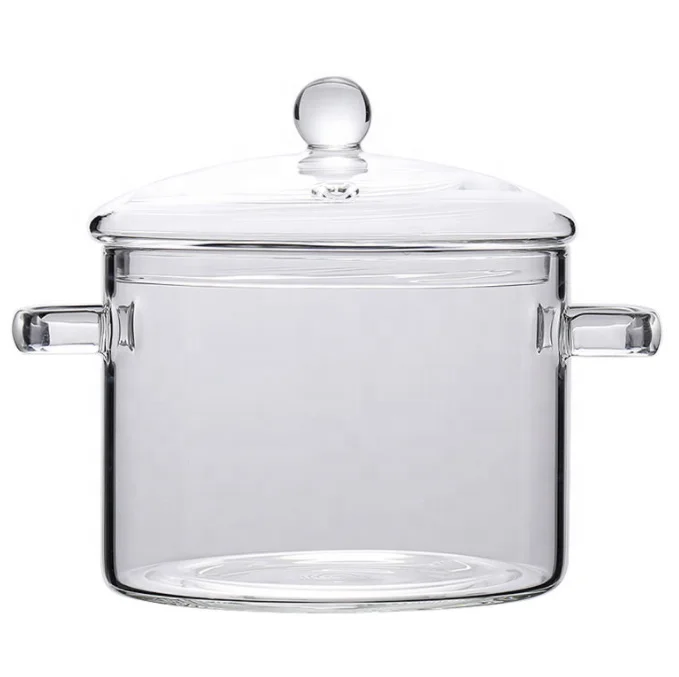 Handmade kitchen cooking  pot glass noodle bowel stovetop pot with lid