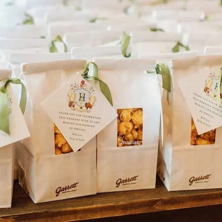 Wholesale Personalized Custom Print Logo Branded Recycled Biodegradable Kraft Pop Corn Packaging Popcorn Paper Bags