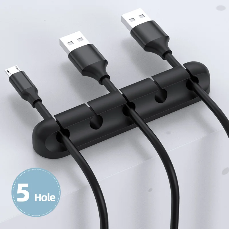 Cable Organizer Manufacturers Wholesale Hot Sale New 3/5 /7 Hole USB Cable Holder Wire Silicone Cable Cord Organizer