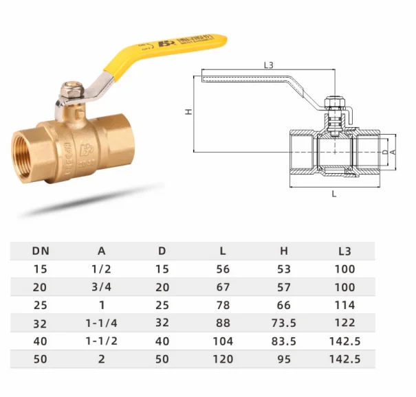 B&H High Performance 1/2 - 2 inch Cw617n Ball Valve High Pressure High Platform Brass Ball Valve For Gas