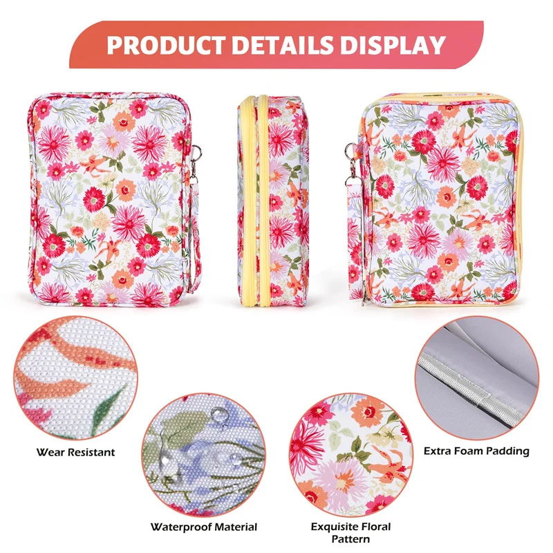 2 Layers Bible Case For Girls Large Floral Bag With Multi-pockets Bible Carrying Case Bible Cover For Women