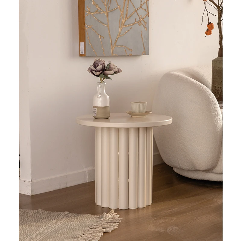 Designer Home Furniture Simple Modern Nordic Living Room Round White Wooden Coffee Side Table