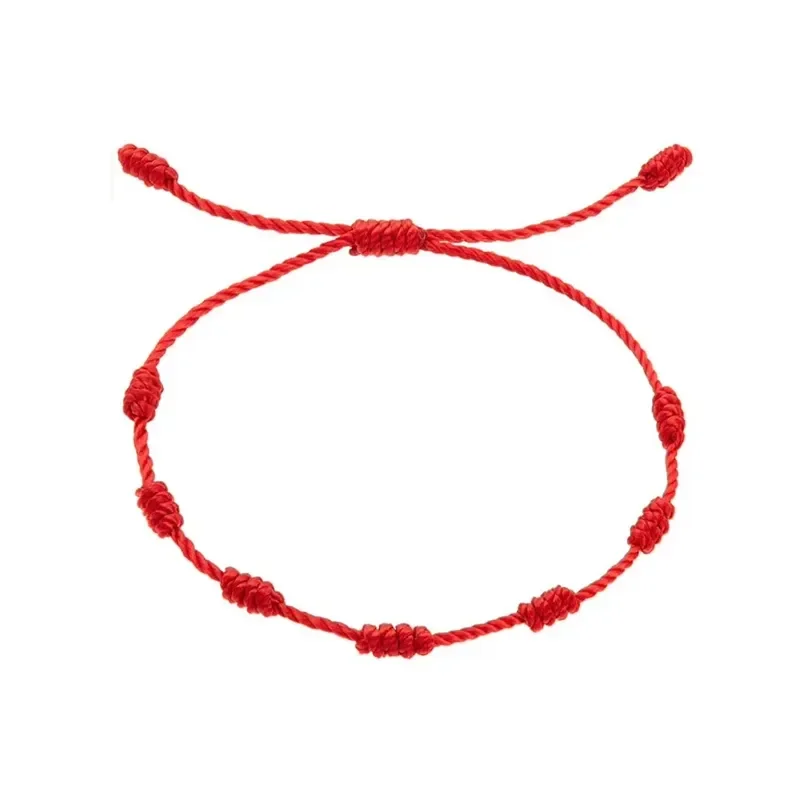 Handmade 7 Knots Red String Surfer Strand Wave Bracelet Adjustable Lucky Red String for Women Men Bracelet