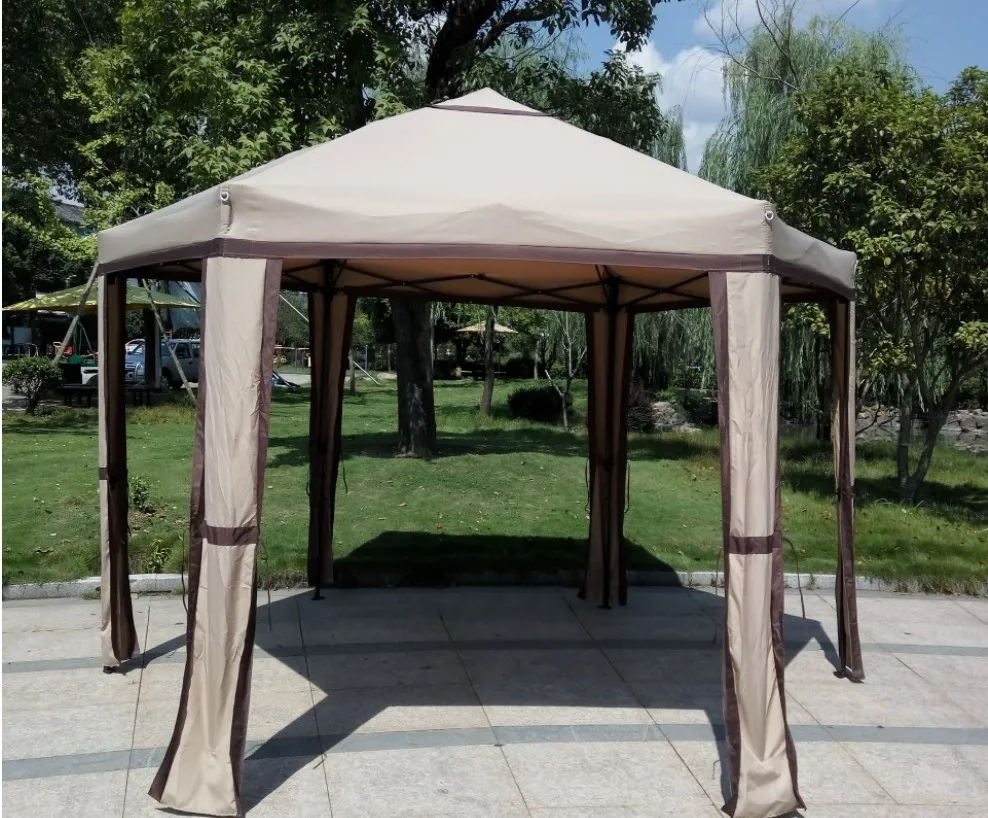 outdoor garden steel gazebo patio gazebo canopy hexagonal folding gazebo