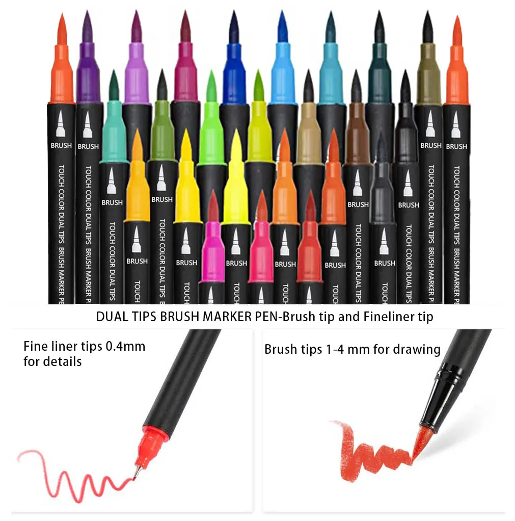 Supplier Manufacturer Wholesale Water-based Colorful Dual Tips Brush Marker Pen