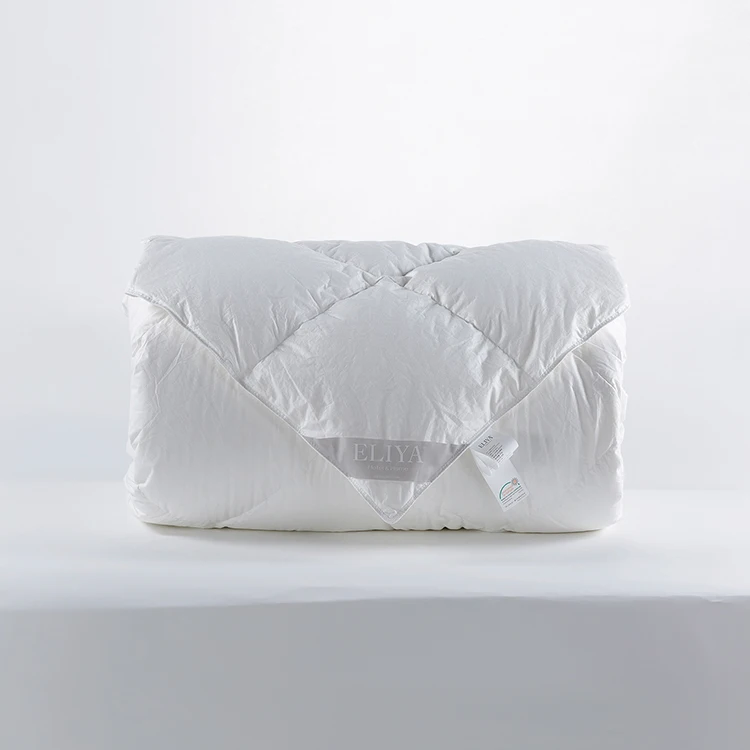 Top quality hotel goose feather down white comfort soft warm quilt and pillow set