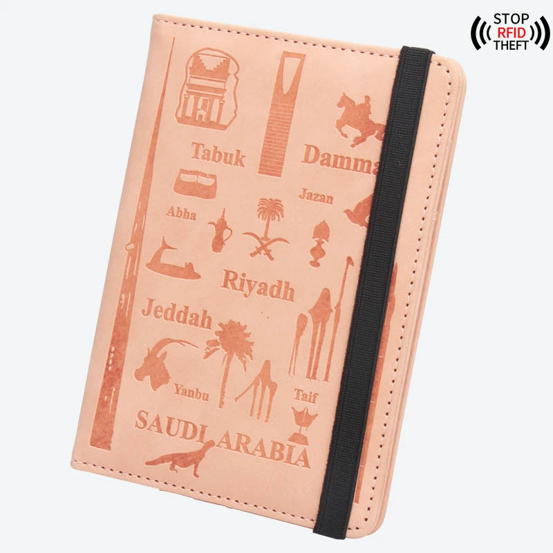 Embossed logo customizable passport holder Middle East travel building ticket holder anti-magnetic RFID solid  passport souvenir