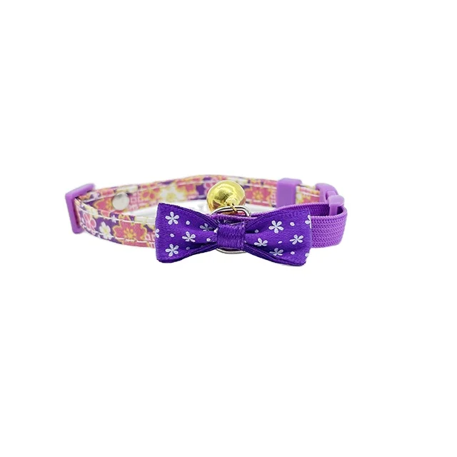 C4P Wholesale pet accessories cat collar breakaway buckle puppy dog  cat collar para perro with bell flower cat collar