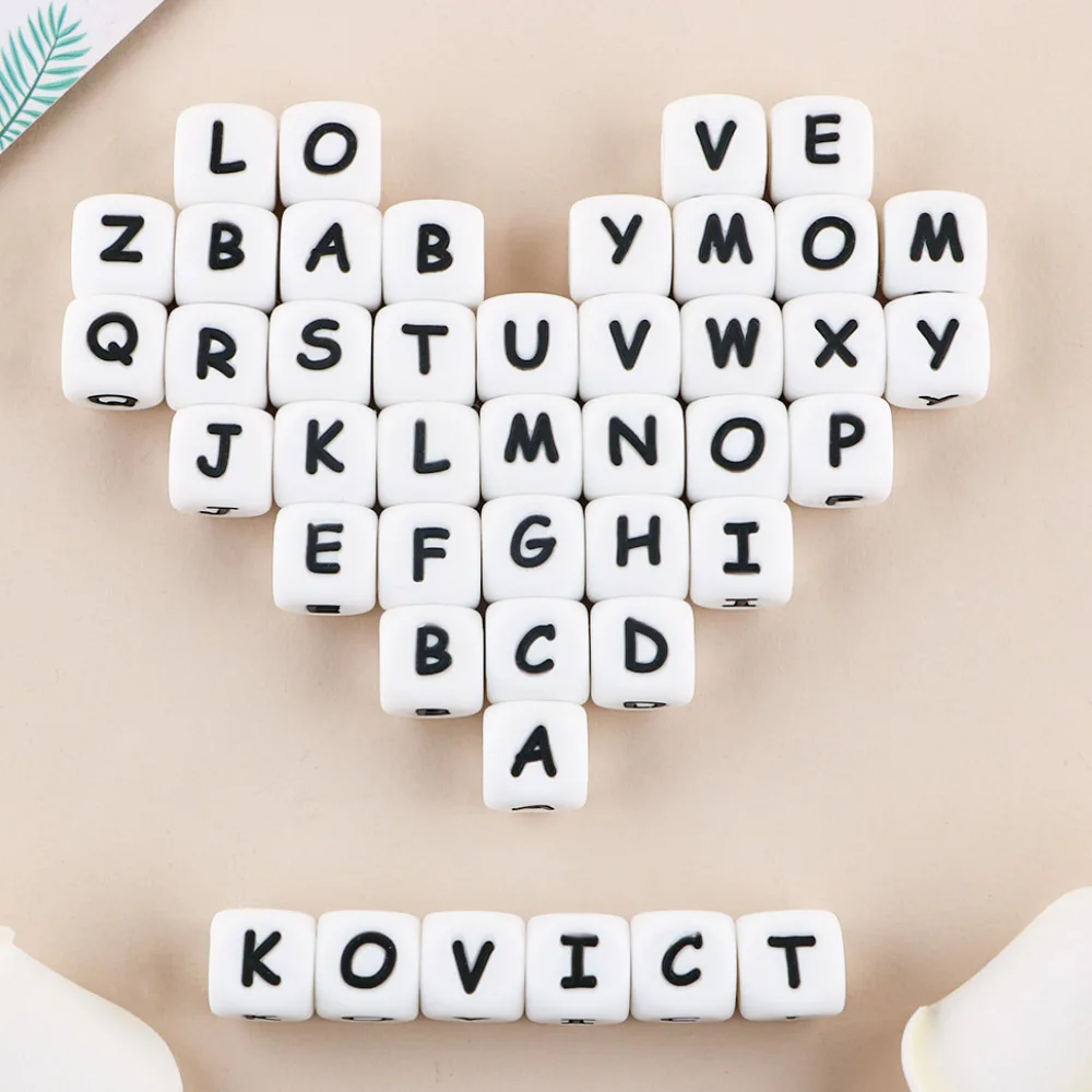 Optional Letters Fine White Background Black Acrylic English Beads DIY Beaded Bracelet Early Education Tools