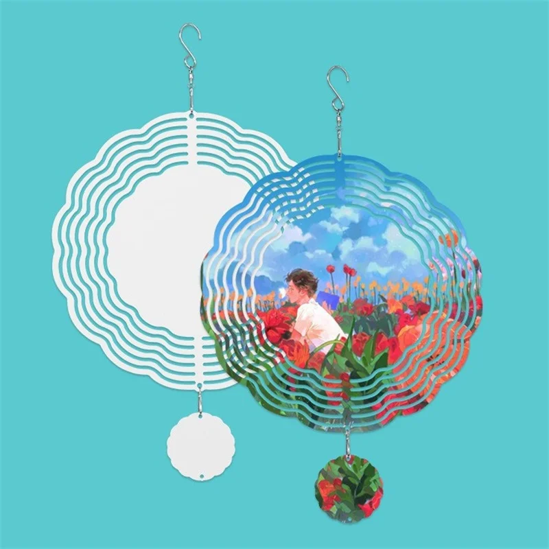 Garden wind spinner Sublimation blanks wind spinners 8 inch 3d sublimation wind spinner double sided circle