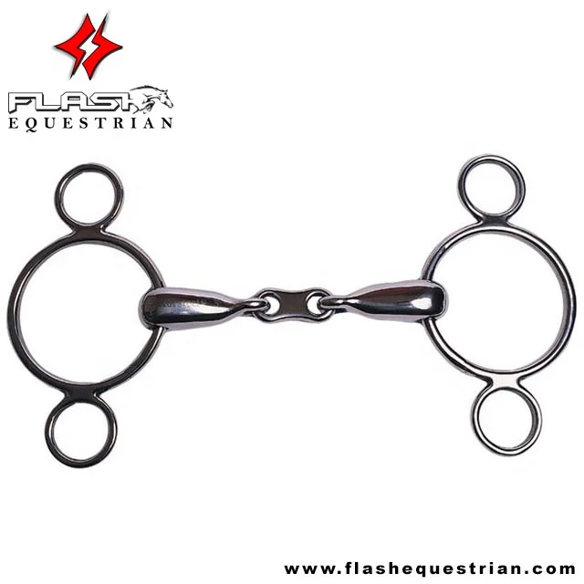 Custom Made JP Kor Steel Blue Steel Jointed 3 Ring Dutch Gag Bit Stainless Steel Western Dutch Gag Bit German Sier Horse Bits