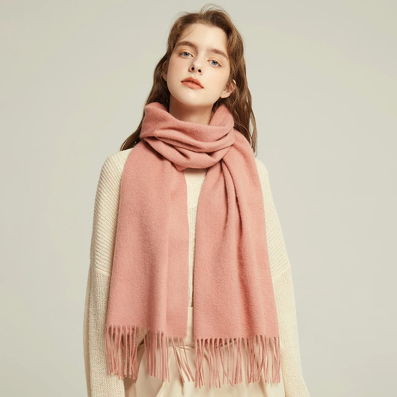 Hot sale customize fashion knitting winter wool thick scarf with tassel for women