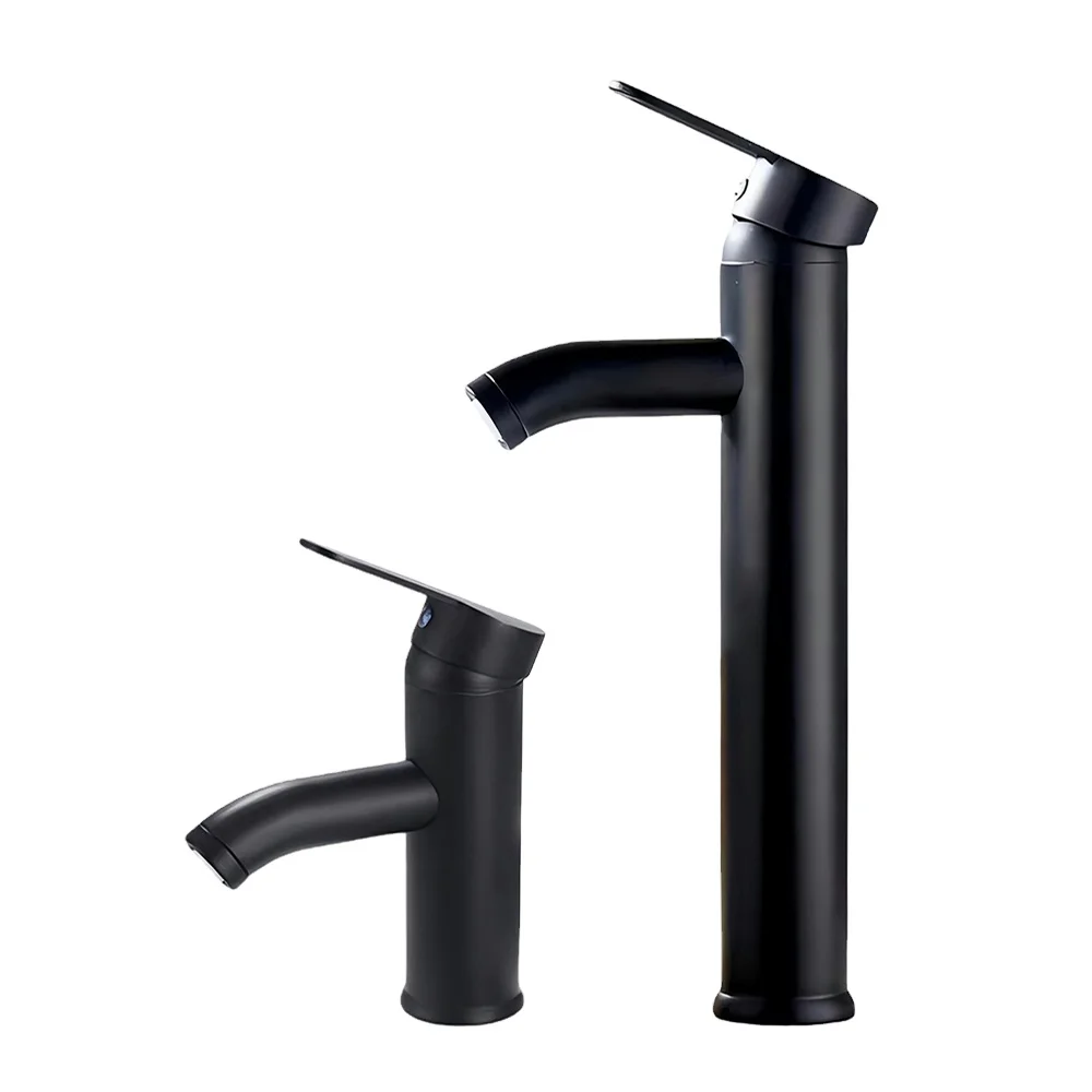 Традиционный смеситель для горячей и холодной воды из нержавеющей стали в европейском стиле черный умывальника