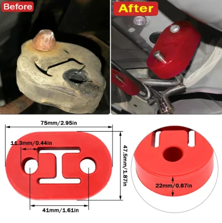 Universal Car Polyurethane Exhaust Tail Pipe Mount Bracket Hanger Insulator Muffler Grommet Bush Rod Support 11mm 2 Holes Repair