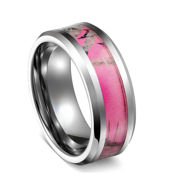 SZ CHENG JEWELERS wholesale apparel rings differ material tungsten titanium cobalt black ceramic base inlaid camouflage band