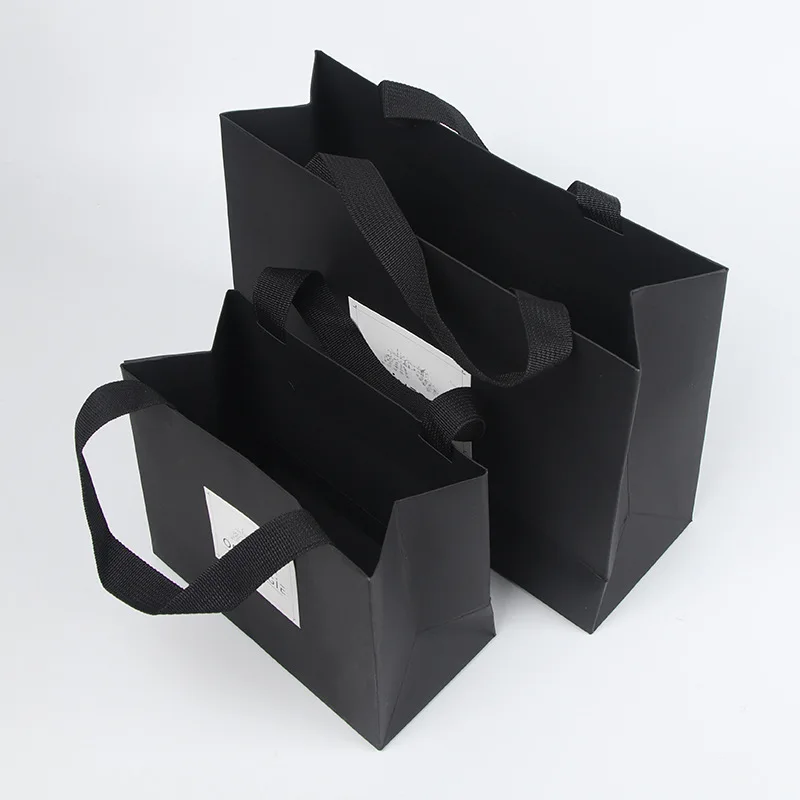 Custom size personalized different types clothing paper bags with satin ribbon, prime branded packing paper bag