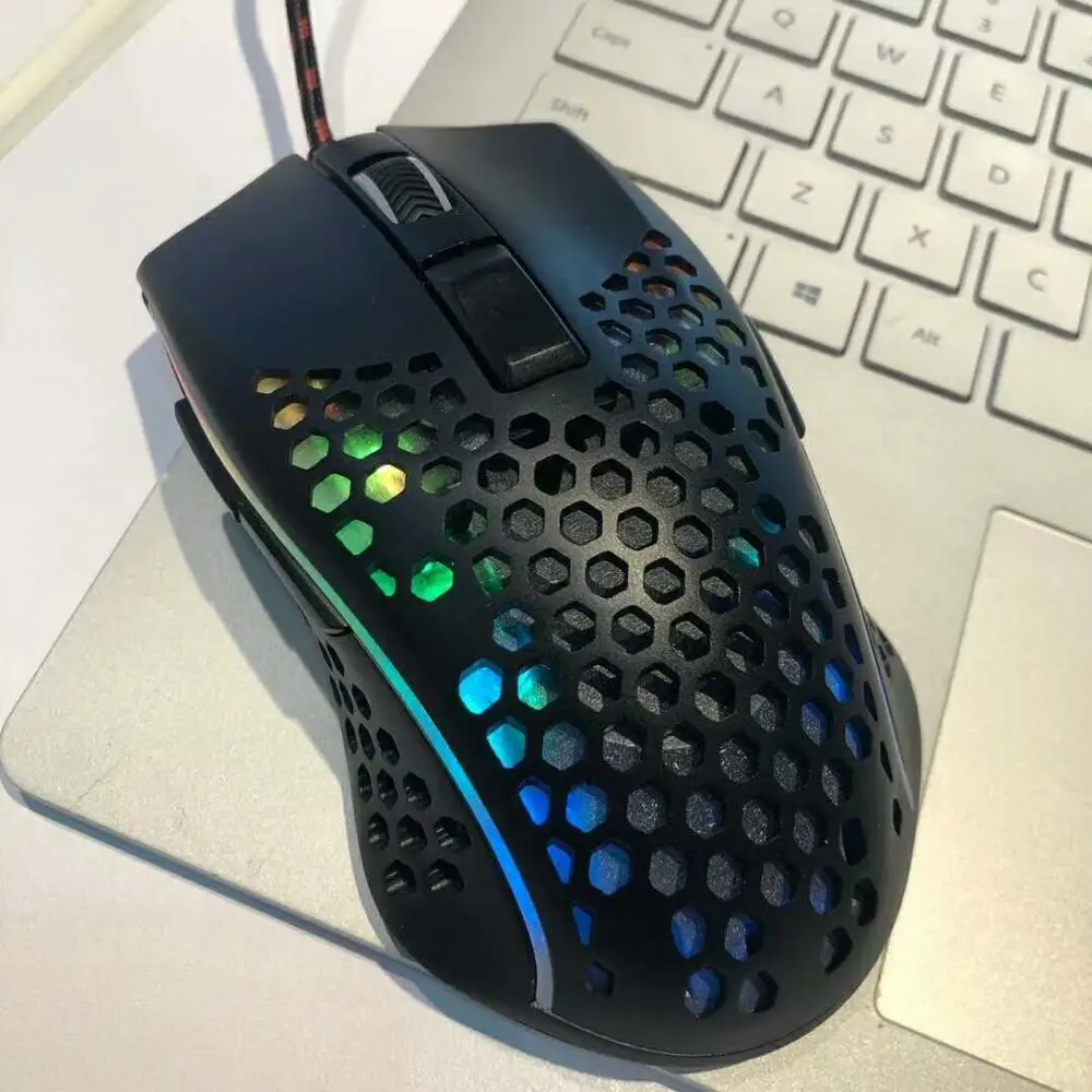 Gaming Mouse with Lightweight Honeycomb Shell Ultralight Nylon Cable Pixart 3389/3325/804/6651 DPI Optical Sensor
