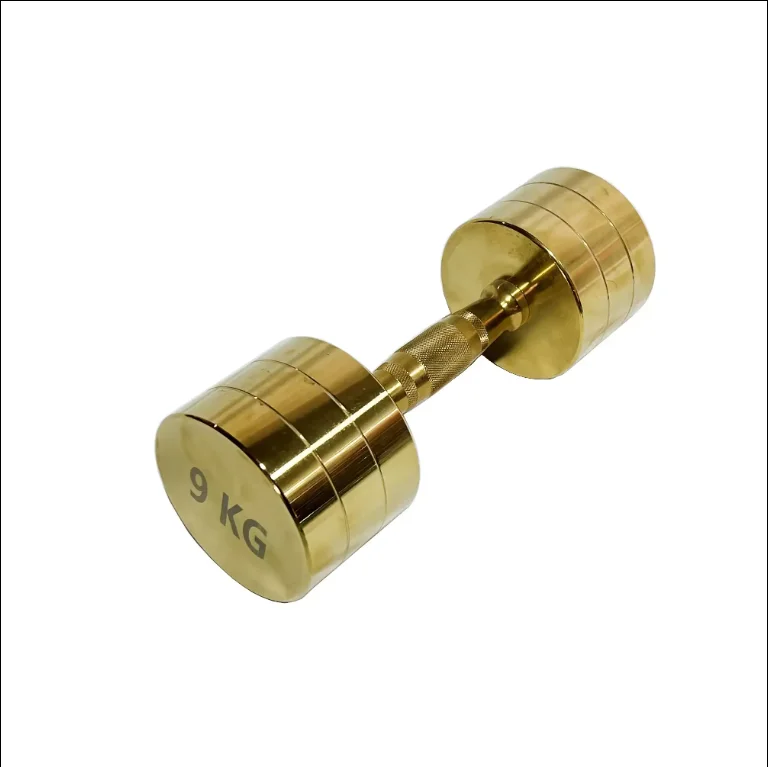 Golden Electroplated Dumbells weights Set for Men Women, Free Weights for Strength Training Equipment Home Gym Fitness