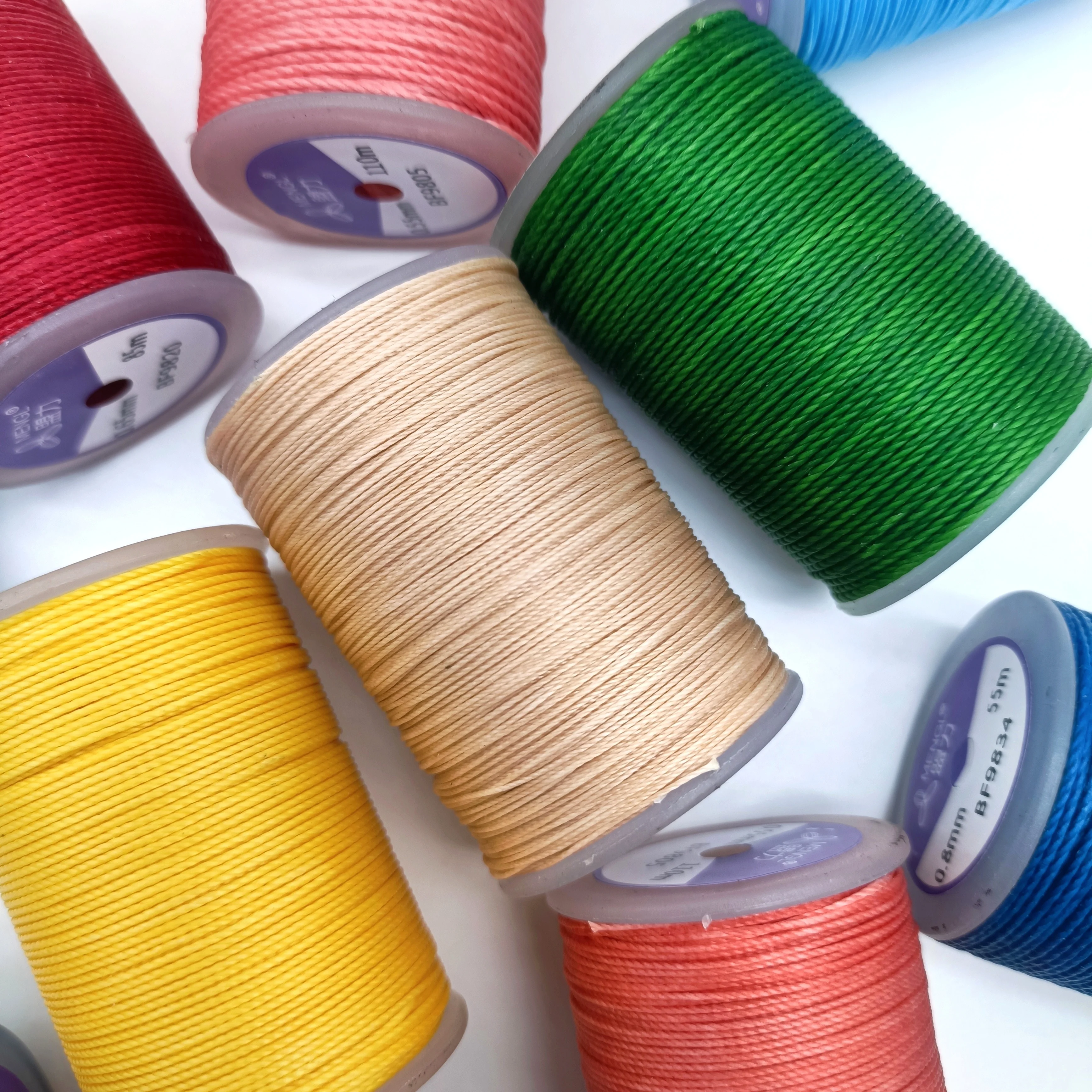 100 polyester Terlenca 0.65 1mm Hilo Encerado Linea Redondo tejer zapato para coser cuero pulseras 0.8 round wax thread bracelet