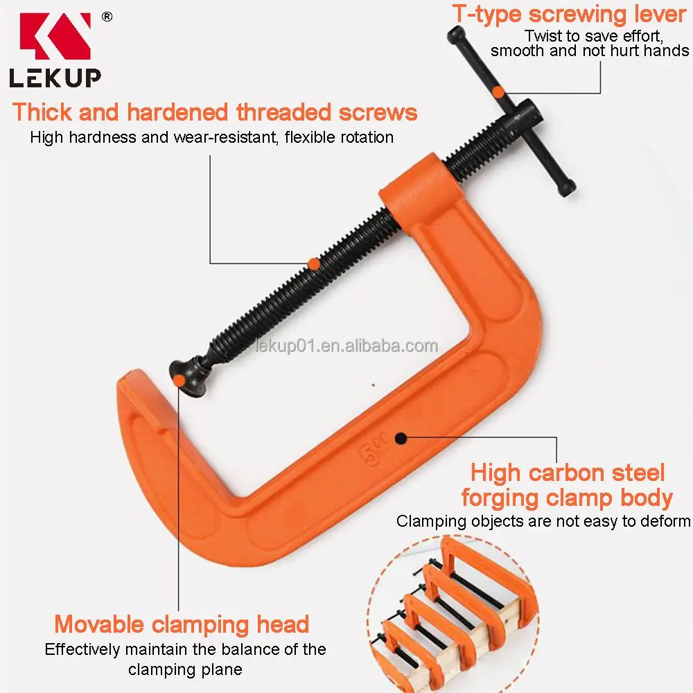 Woodworking Fixture G-type Clamp Casting Clamp Universal Heavy Duty Strong and Quick Fixing and Positioning Woodworking G Clamps