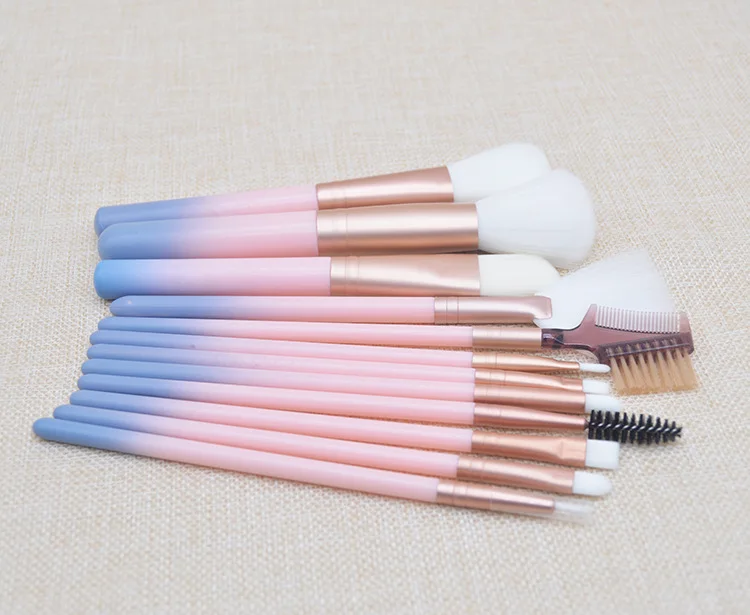 Custom Your Own Logo Low MOQ 12pcs/Box Rainbow Flat Oval Makeup Brush Set With Case