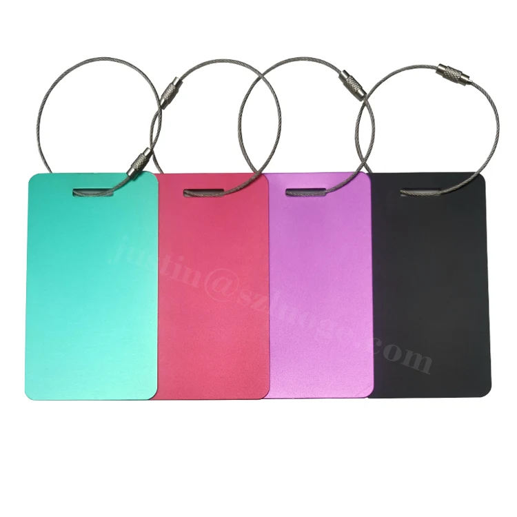 Custom Personalized Black Matte Anodized Aluminum Luggage Tag Laser Cut Blank Metal Tag for Travel Bag Parts & Accessories