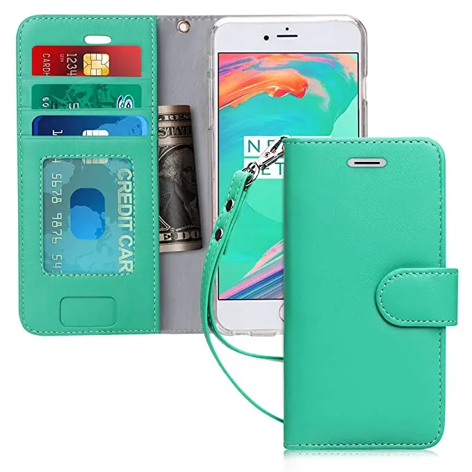 
Genuine Leather Wallet Case with Kickstand Feature and Flip Folio Case Cover with Card Slots 