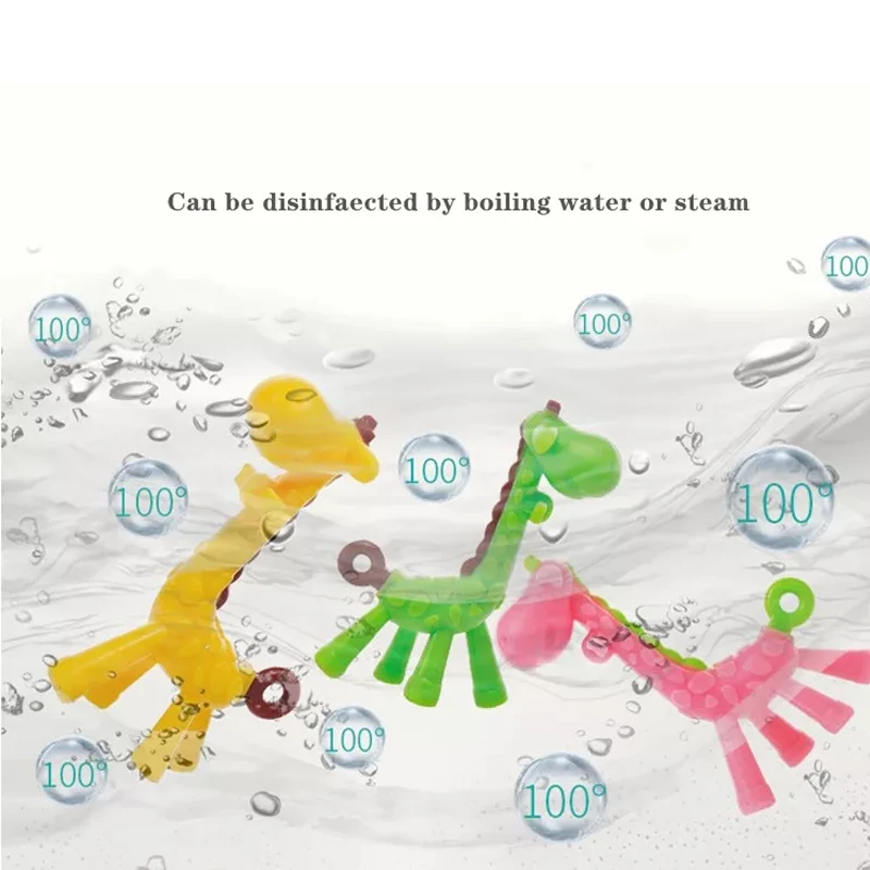 Funny Bpa Free Silicone Giraffe Teething Toys Infant Chewing Toy Teethers For Baby