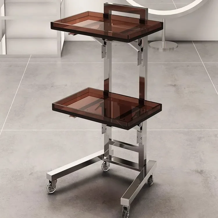 Wholesale Salon Furniture Hair Salon Trolley Hairdressing Fashion Foldable Trolley with Two Layers