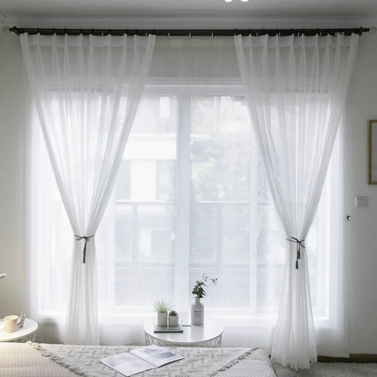 home window decoration polyester voile gauze transparent tulle sheer curtain