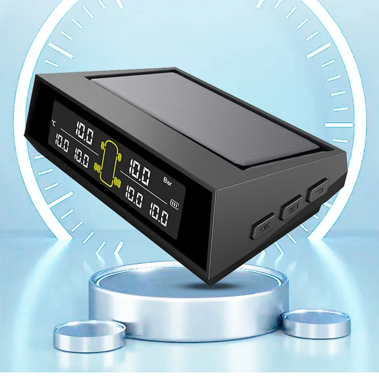 Hot sale products TPMS Car Tire Pressure Alarm Monitor System Solar Charging LCD Display 4 External Sensor Temperature Sensor