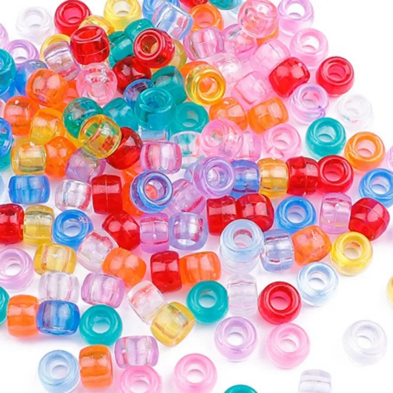 Multi Colors 500g 6 x 9 mm Plastic Pony Beads Multicolor Acrylic Round Plastic Beads for Jewelry Making
