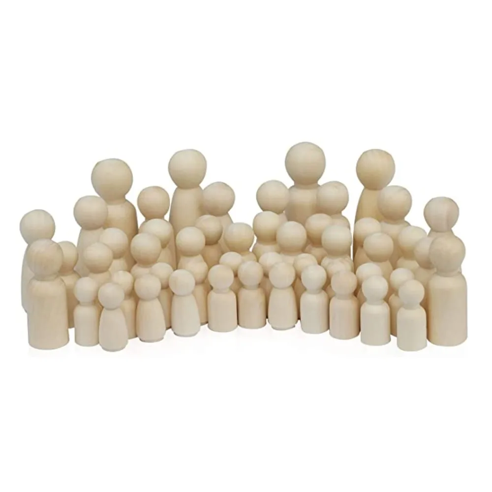 China Wholesale High Quality Unfinished Wooden Peg Dolls wooden figures toy Decorative Peg Doll People for Kids DIY Art Craft