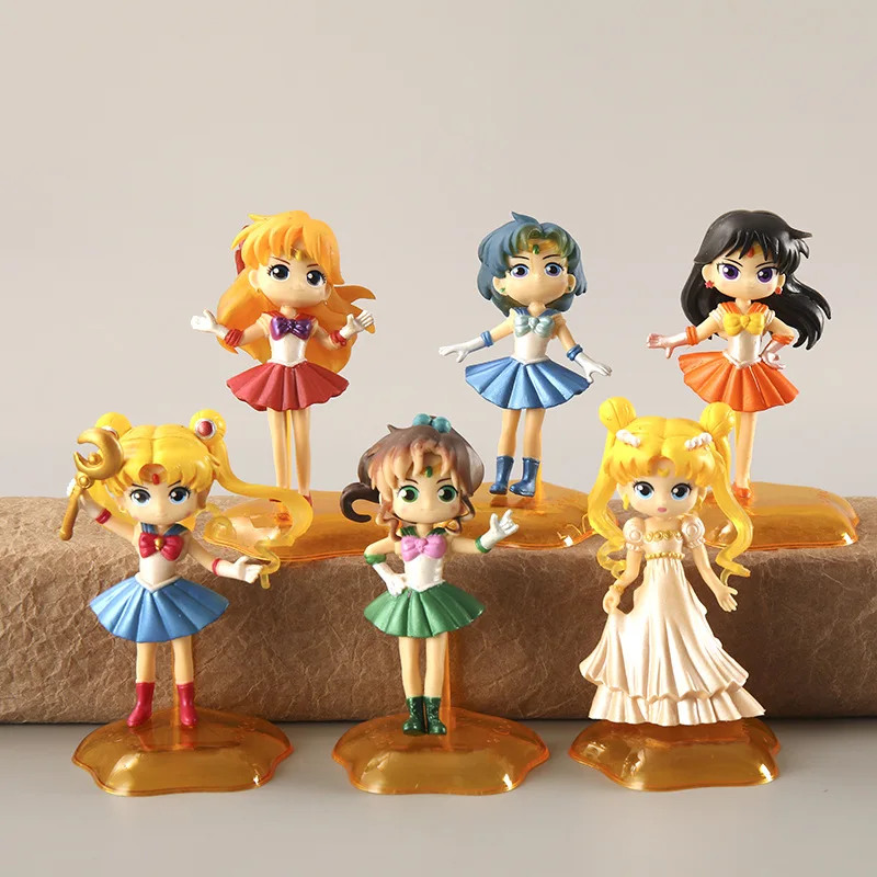 Fashion Mini Action Figure Toy Collection 3D Cartoon Anime Cute Sailor Moon Car Decoration Garage Kit Model Deformed Gift Figure