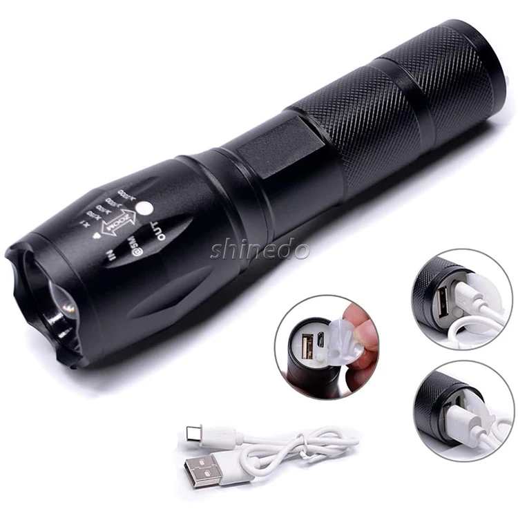 Super Bright Zoom Powerful Torch Tactical LED Outdoor 1200 Lumen T6 Waterproof LED Camping Flashlight