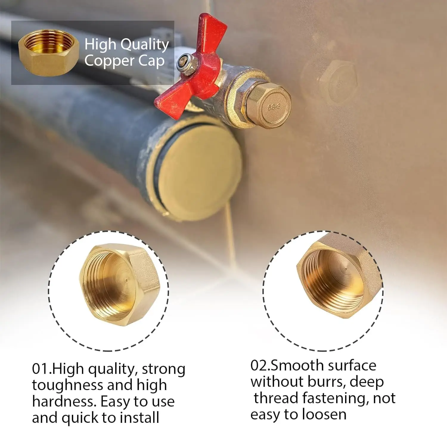 3/8 Inch Brass Compression Cap Stop Valve Cap,Brass Compression Fitting