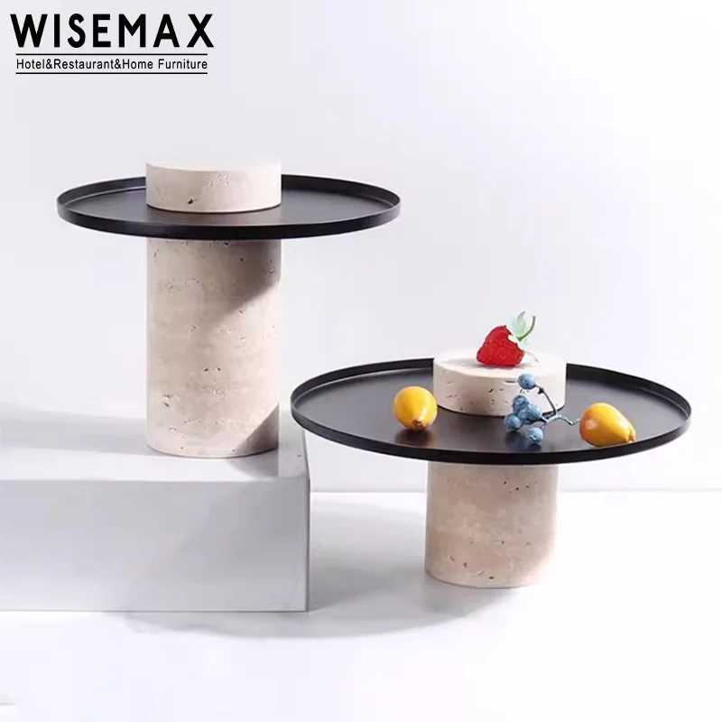 WISEMAX мебель минималистичный Креативный дизайн железный столешница в центре стола травертин журнальный столик для кафе гостиная