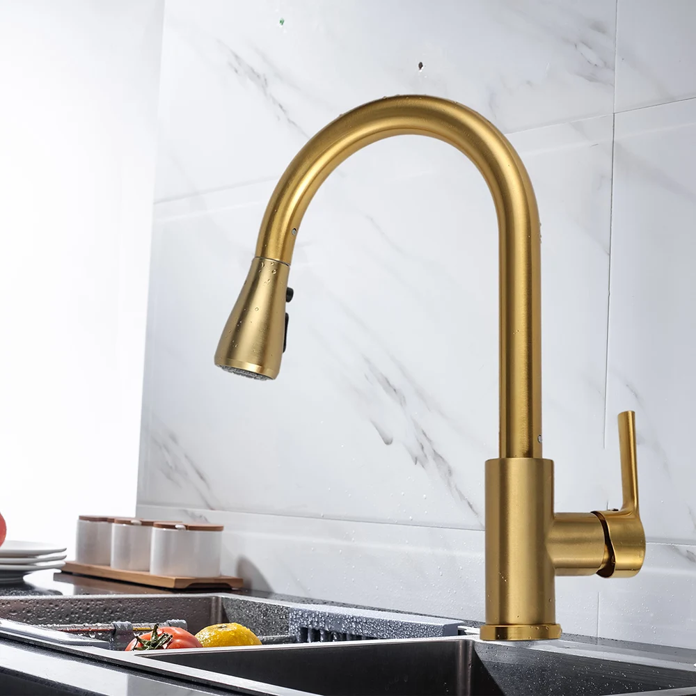 DQOK 2 Functions Flexible Hose Sprayer Kitchen Taps 360 Rotatable Pull Down Kitchen Faucet