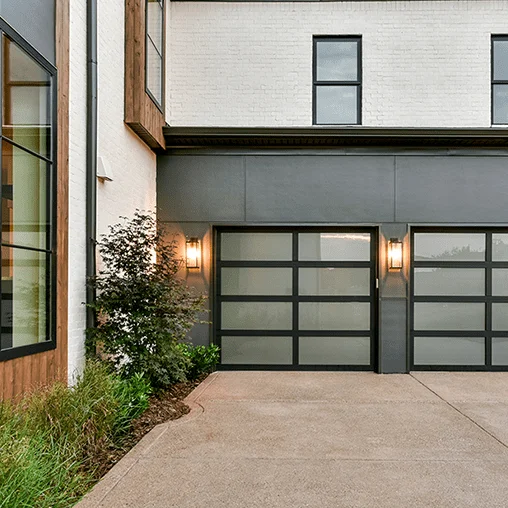 modern and  commercial exterior   garage doors with glass panel made in  foshan GuangZhou