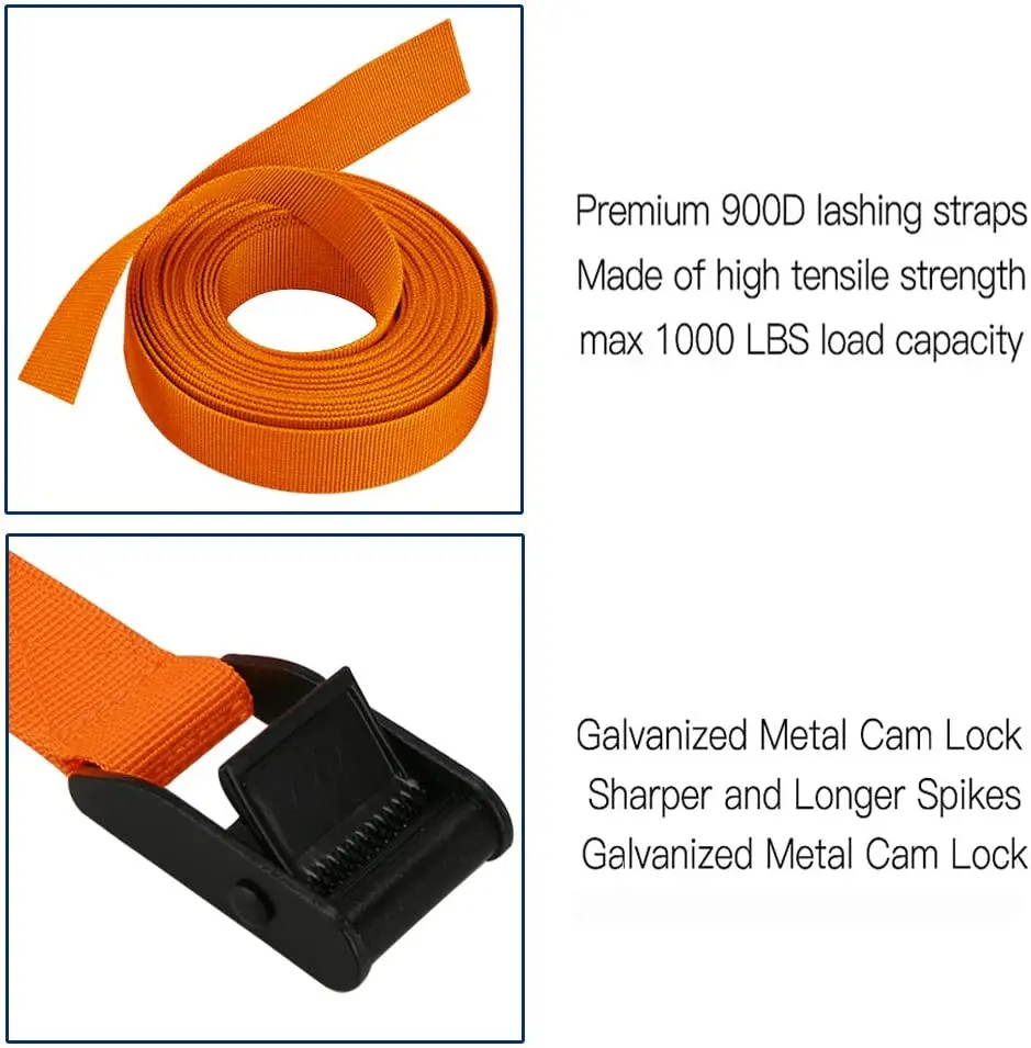 Sourcing Map Tie Down Strap Cam Buckle Lashing Strap Load Polypropylene for Moving Securing Cargo