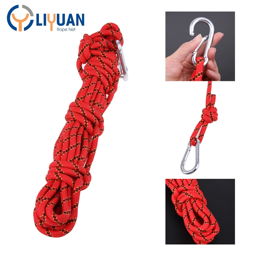 Hot sale ISO9001 4mm 6mm hollow braided rope polyester climbing rope with hook